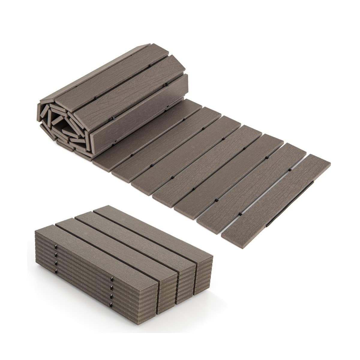 CostwayAllée de Jardin Résistante aux Intempéries Allée Droite Enroulable Promenade Décorative Connexion en Fil Métallique Gris