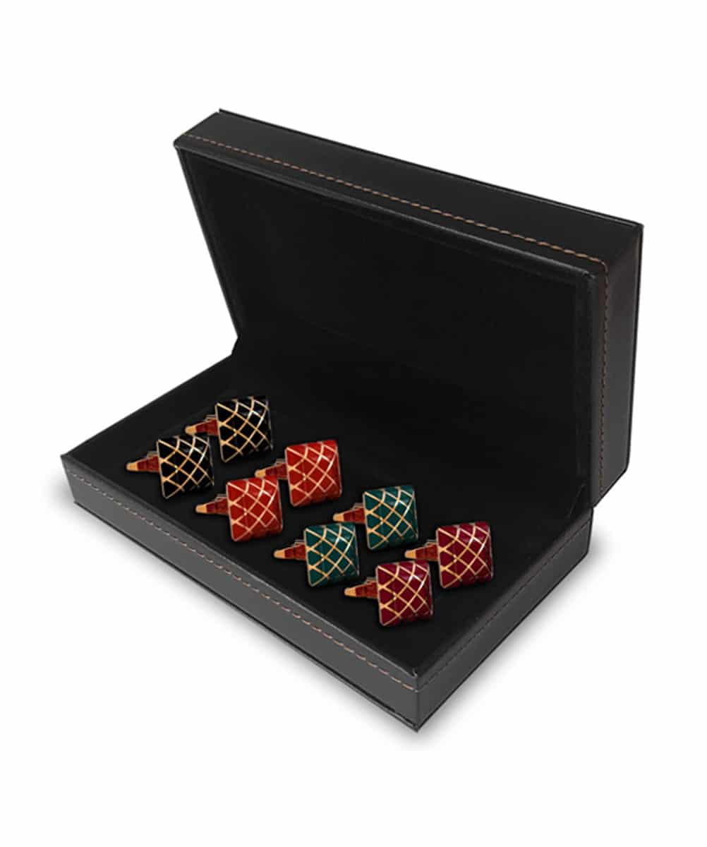 LOT DE 4x BOUTON DE MANCHETTE OR ROSE